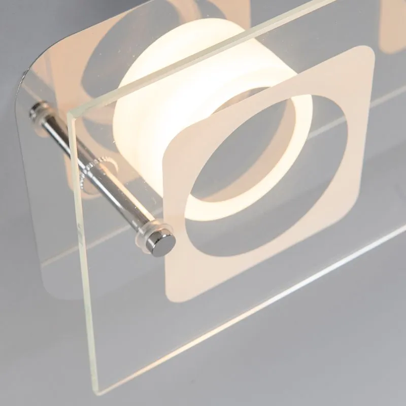 Plafoniera 'Vidrio 2' moderna cromo - include LED / interna