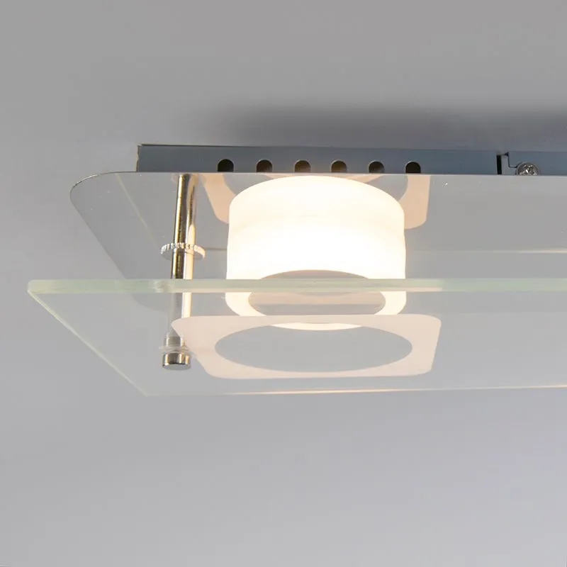 Plafoniera 'Vidrio 2' moderna cromo - include LED / interna
