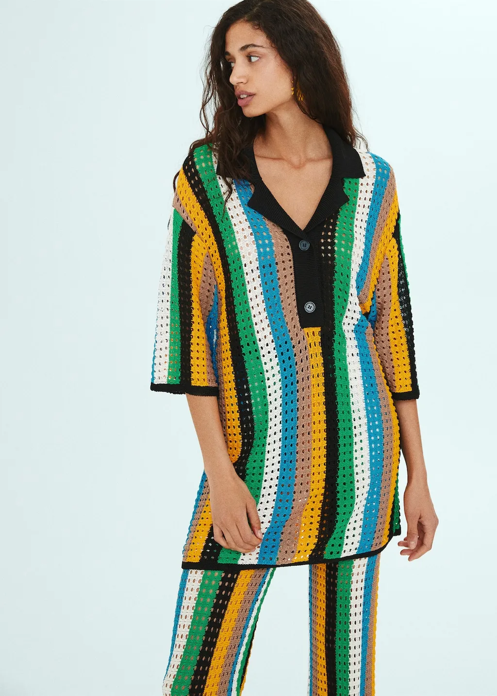 Polo maglia traforata oversize
