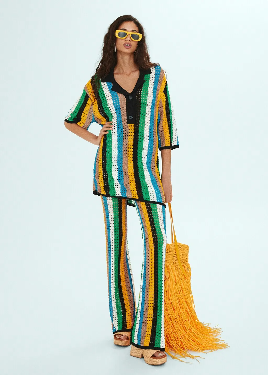 Polo maglia traforata oversize