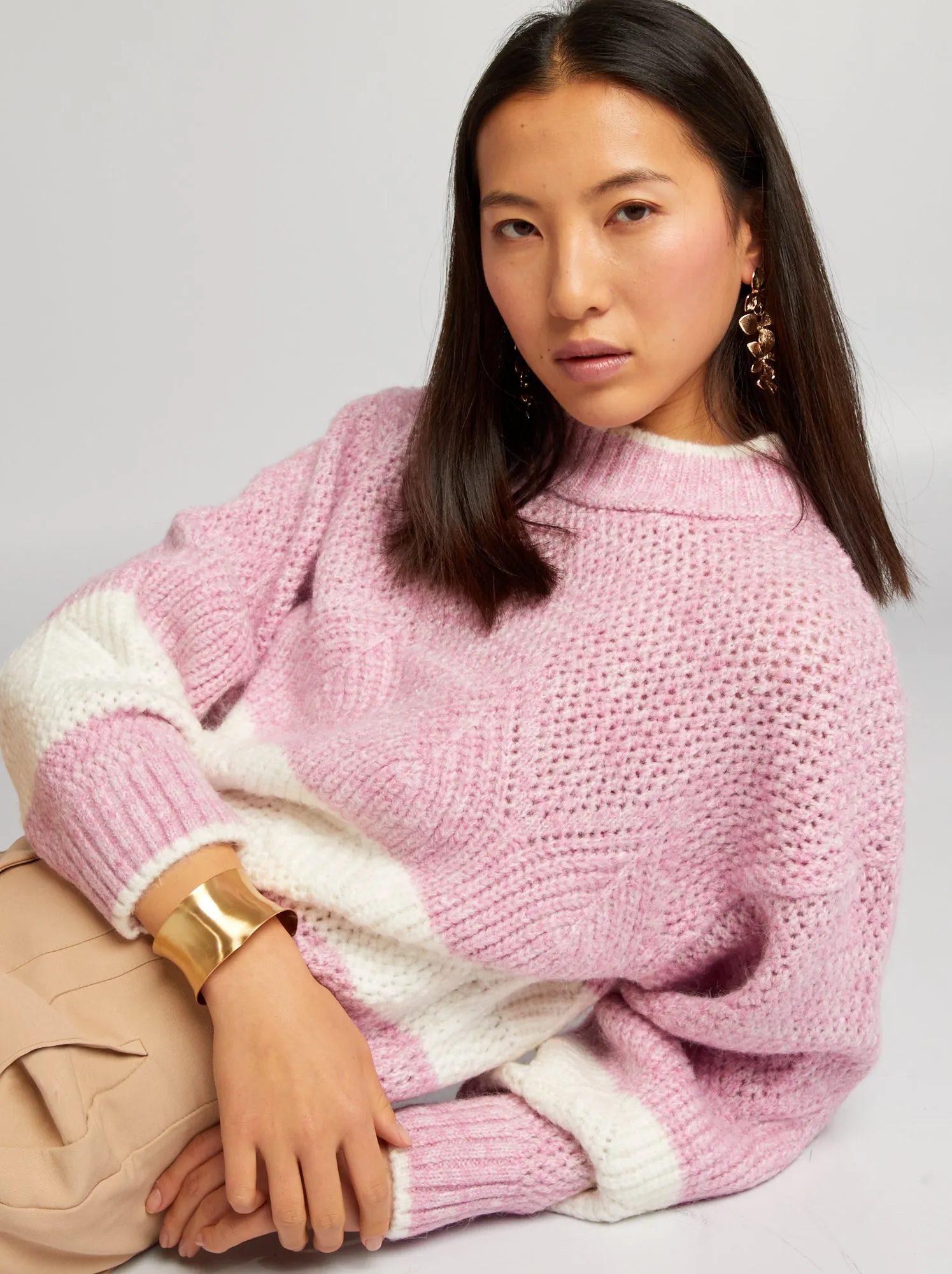 Pullover a maglia grossa - ROSA