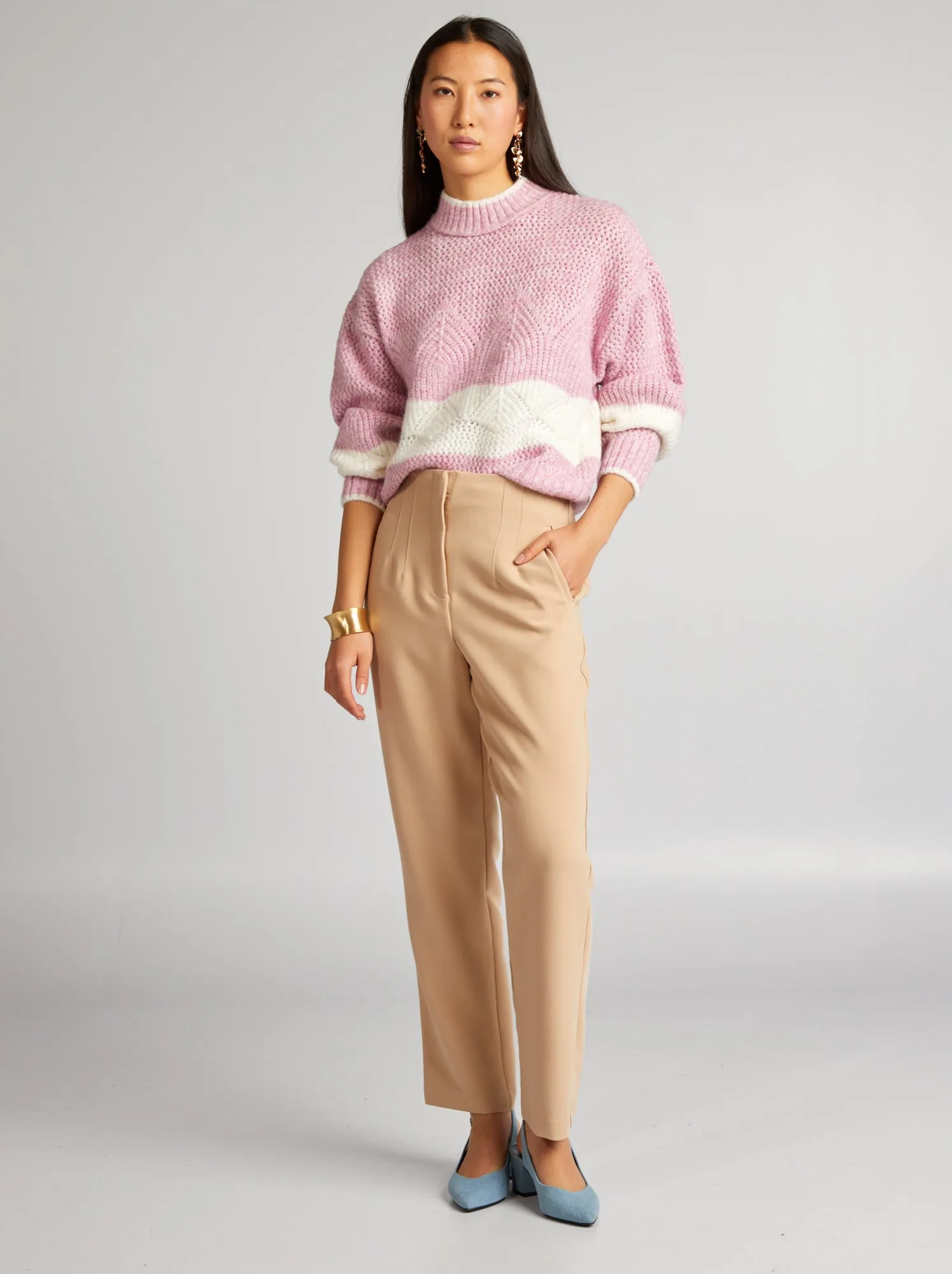 Pullover a maglia grossa - ROSA
