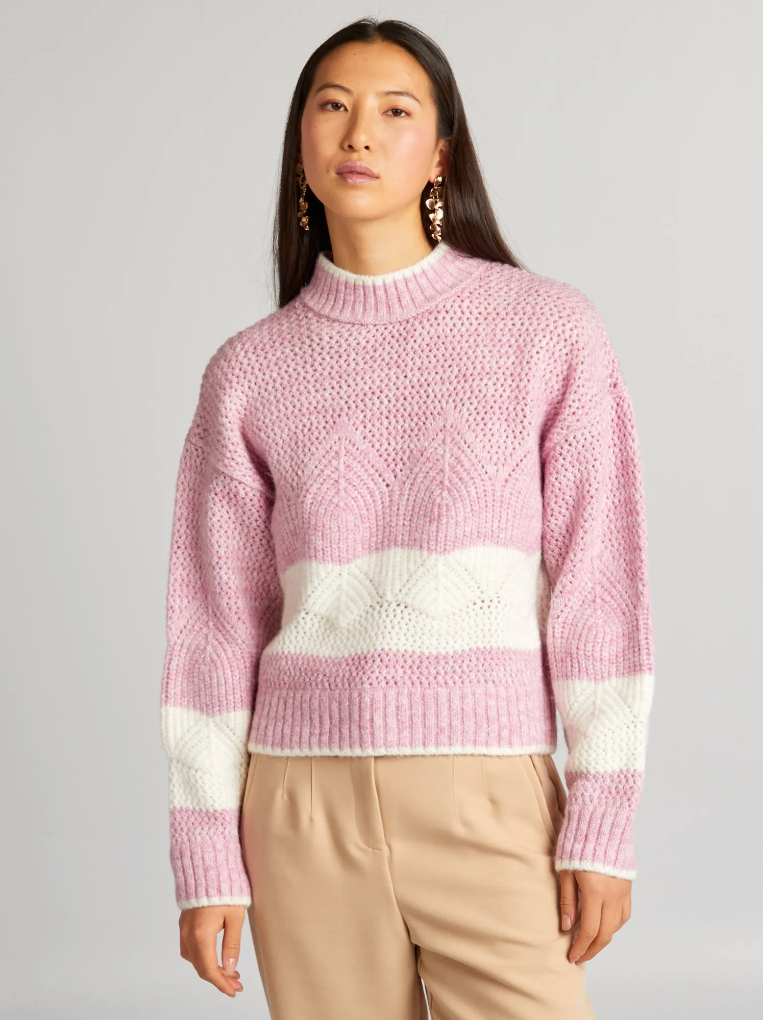 Pullover a maglia grossa - ROSA