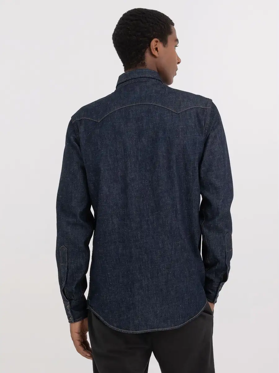 REPLAY Camicia western in indigo denim