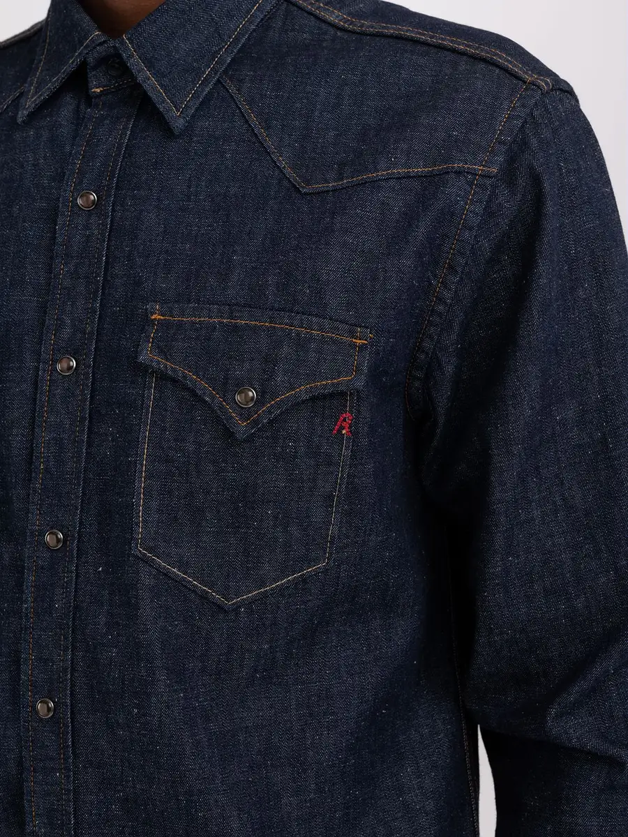 REPLAY Camicia western in indigo denim