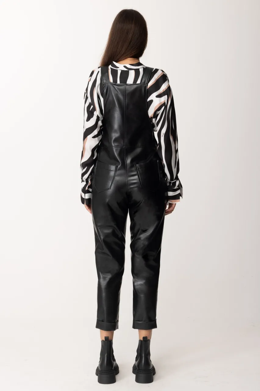 Salopette in pelle Nero