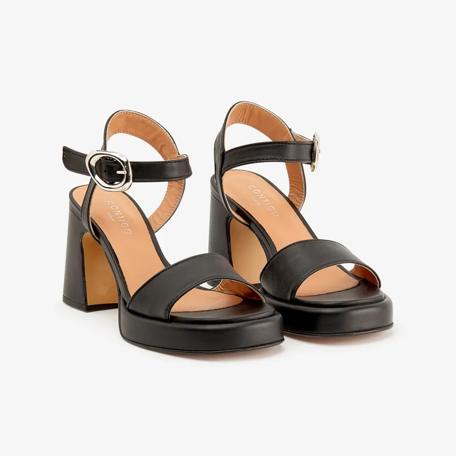 Sandalo Nero Fibbia Classy