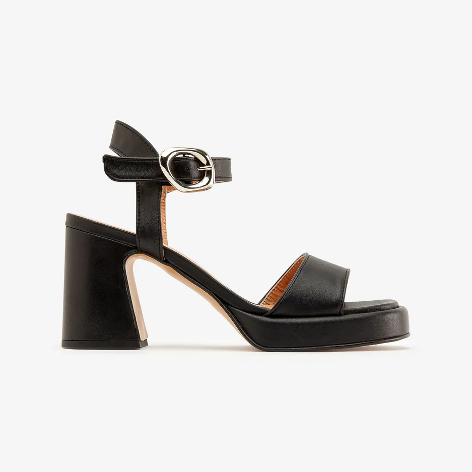 Sandalo Nero Fibbia Classy