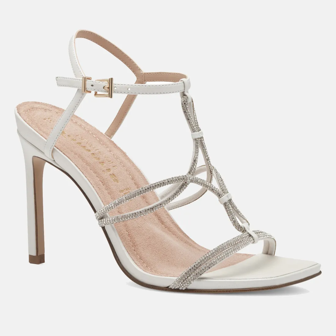 Sandalo Tamaris Heart & Sole argento con tacco alto