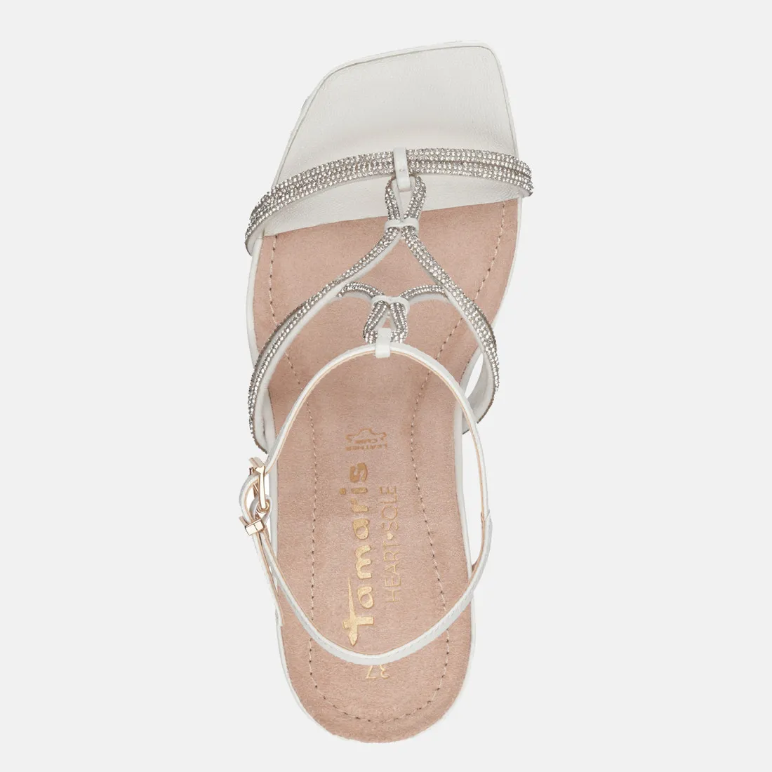 Sandalo Tamaris Heart & Sole argento con tacco alto
