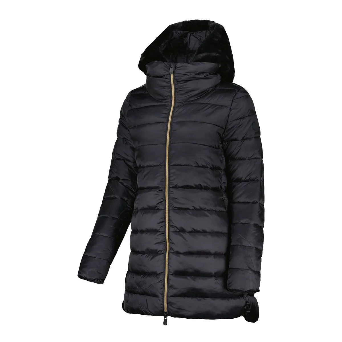      SAVE THE DUCK PIUMINO LUNGO CON ECOPELLICCIA STACCABILE DONNA  