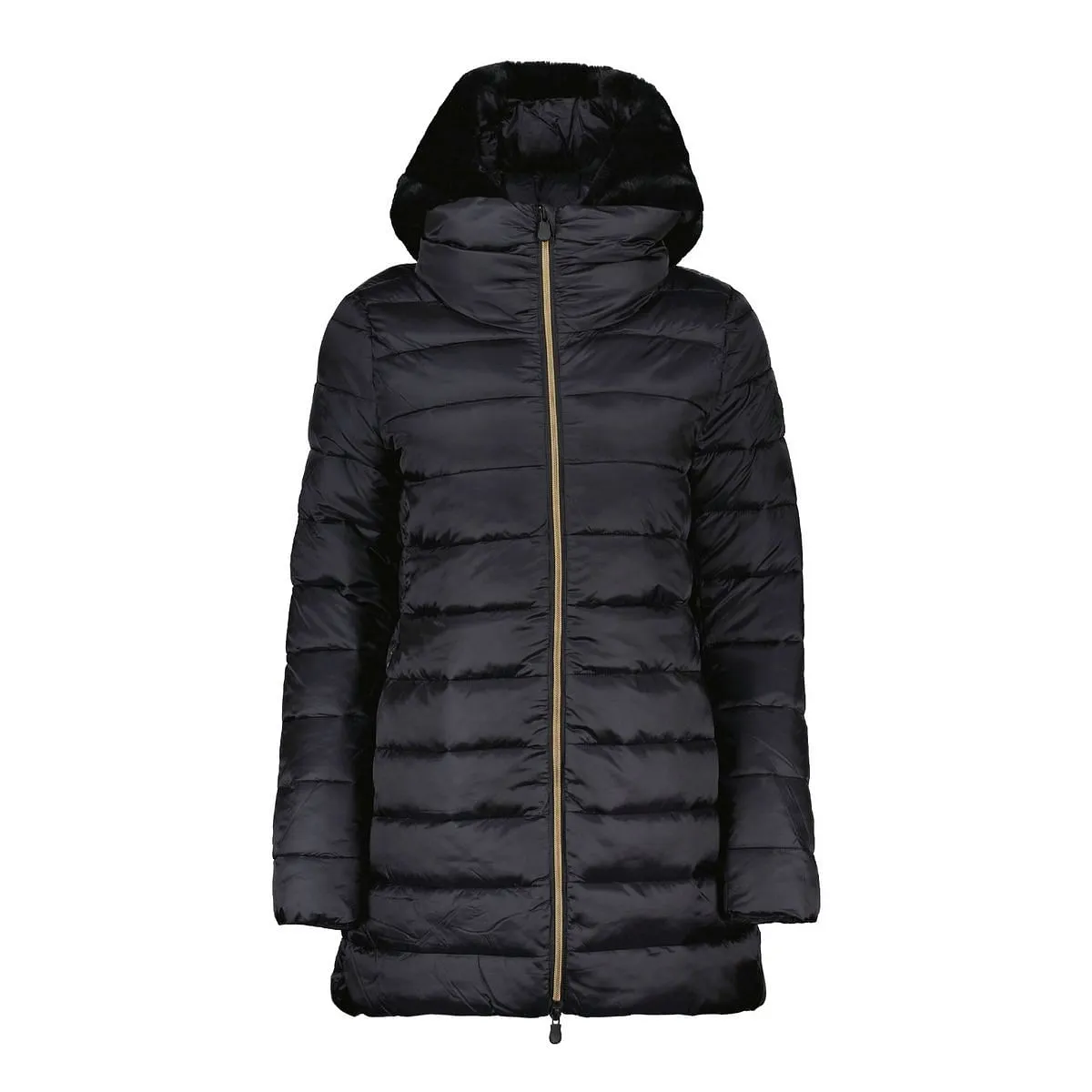      SAVE THE DUCK PIUMINO LUNGO CON ECOPELLICCIA STACCABILE DONNA  