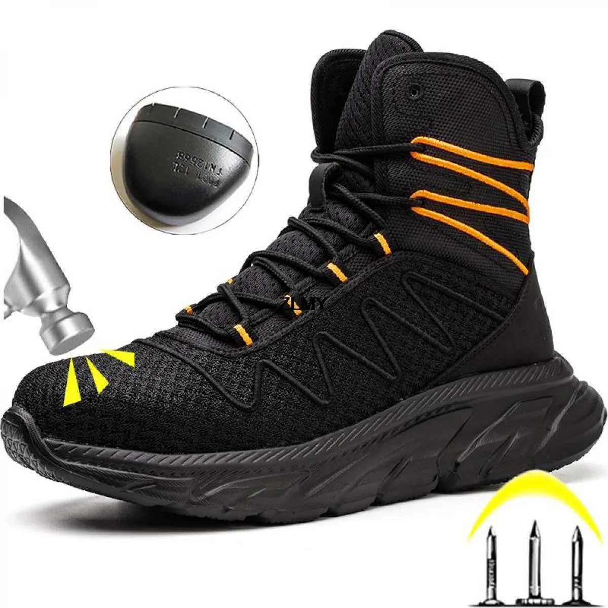 Scarpe antinfortunistiche da uomo alla moda Sneaker alte con punta in acciaio Scarpe da lavoro leggere da uomo Stivali antinfort