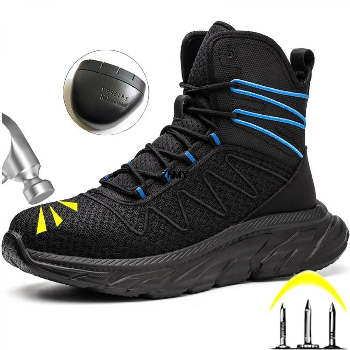 Scarpe antinfortunistiche da uomo alla moda Sneaker alte con punta in acciaio Scarpe da lavoro leggere da uomo Stivali antinfort