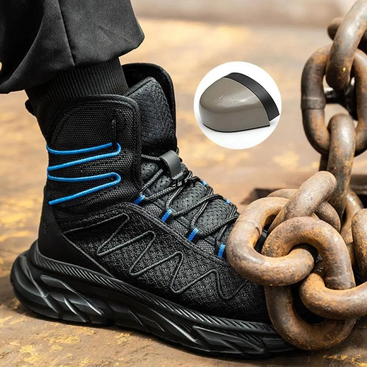 Scarpe antinfortunistiche da uomo alla moda Sneaker alte con punta in acciaio Scarpe da lavoro leggere da uomo Stivali antinfort