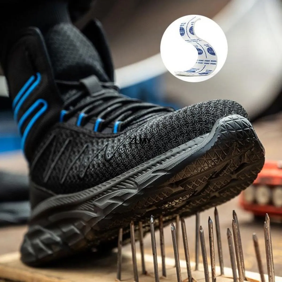Scarpe antinfortunistiche da uomo alla moda Sneaker alte con punta in acciaio Scarpe da lavoro leggere da uomo Stivali antinfort