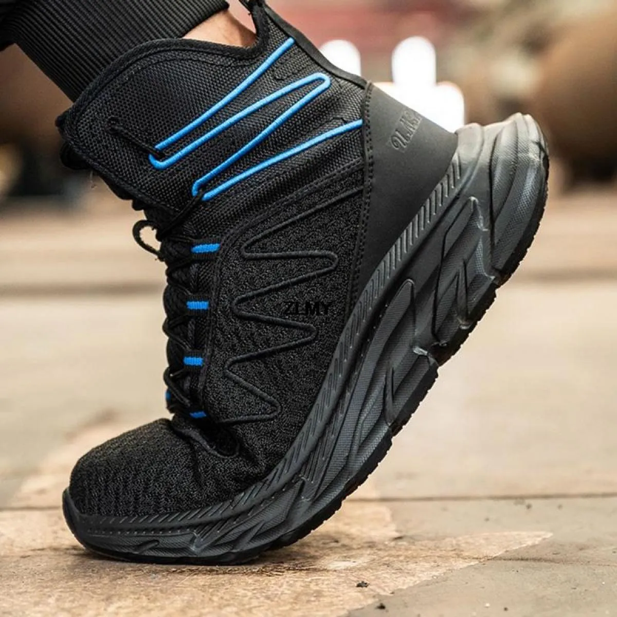 Scarpe antinfortunistiche da uomo alla moda Sneaker alte con punta in acciaio Scarpe da lavoro leggere da uomo Stivali antinfort