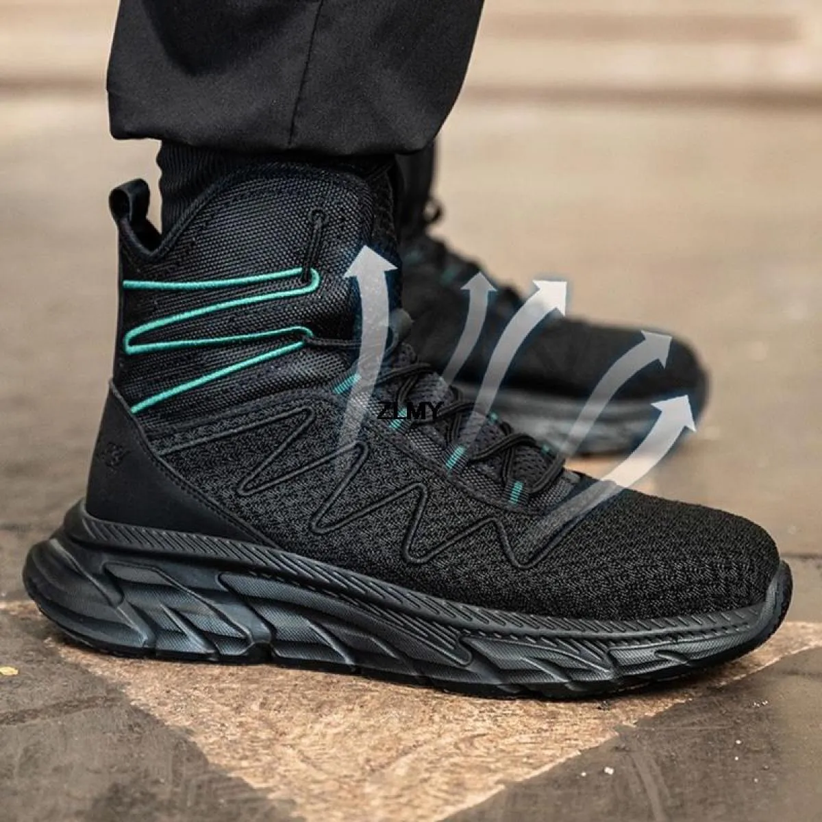 Scarpe antinfortunistiche da uomo alla moda Sneaker alte con punta in acciaio Scarpe da lavoro leggere da uomo Stivali antinfort
