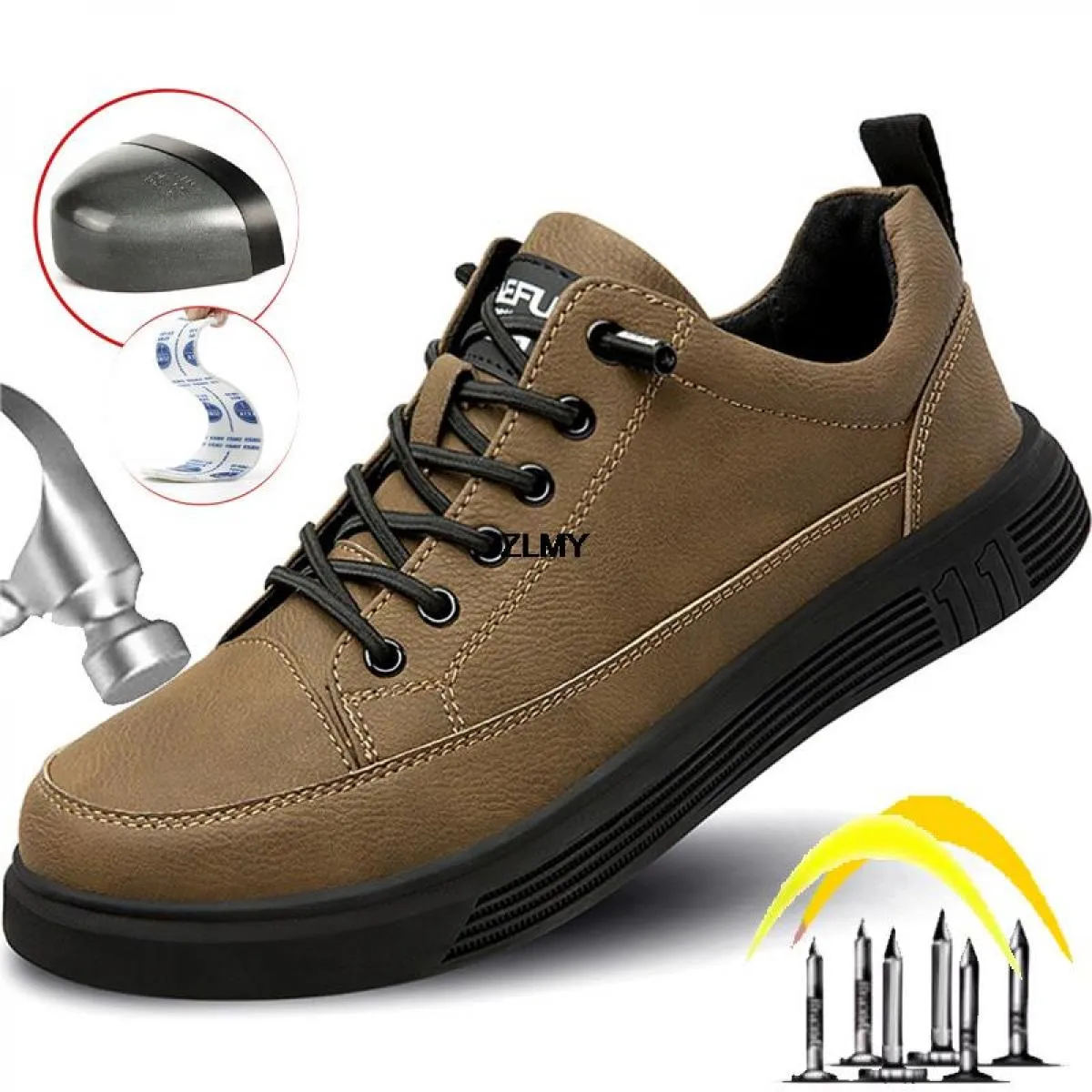Scarpe antinfortunistiche in pelle micro Scarpe da lavoro anti-pugnalate da uomo Sneakers con punta in acciaio Stivali antinfort