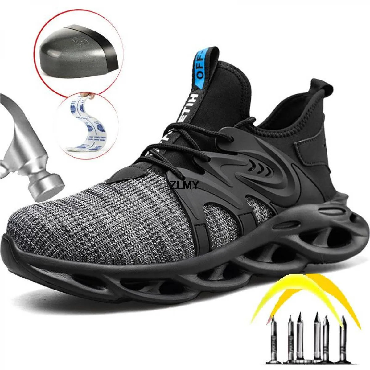 Scarpe antinfortunistiche leggere per uomo Scarpe da lavoro con punta in acciaio Antistab Antismash Stivali antinfortunistici da