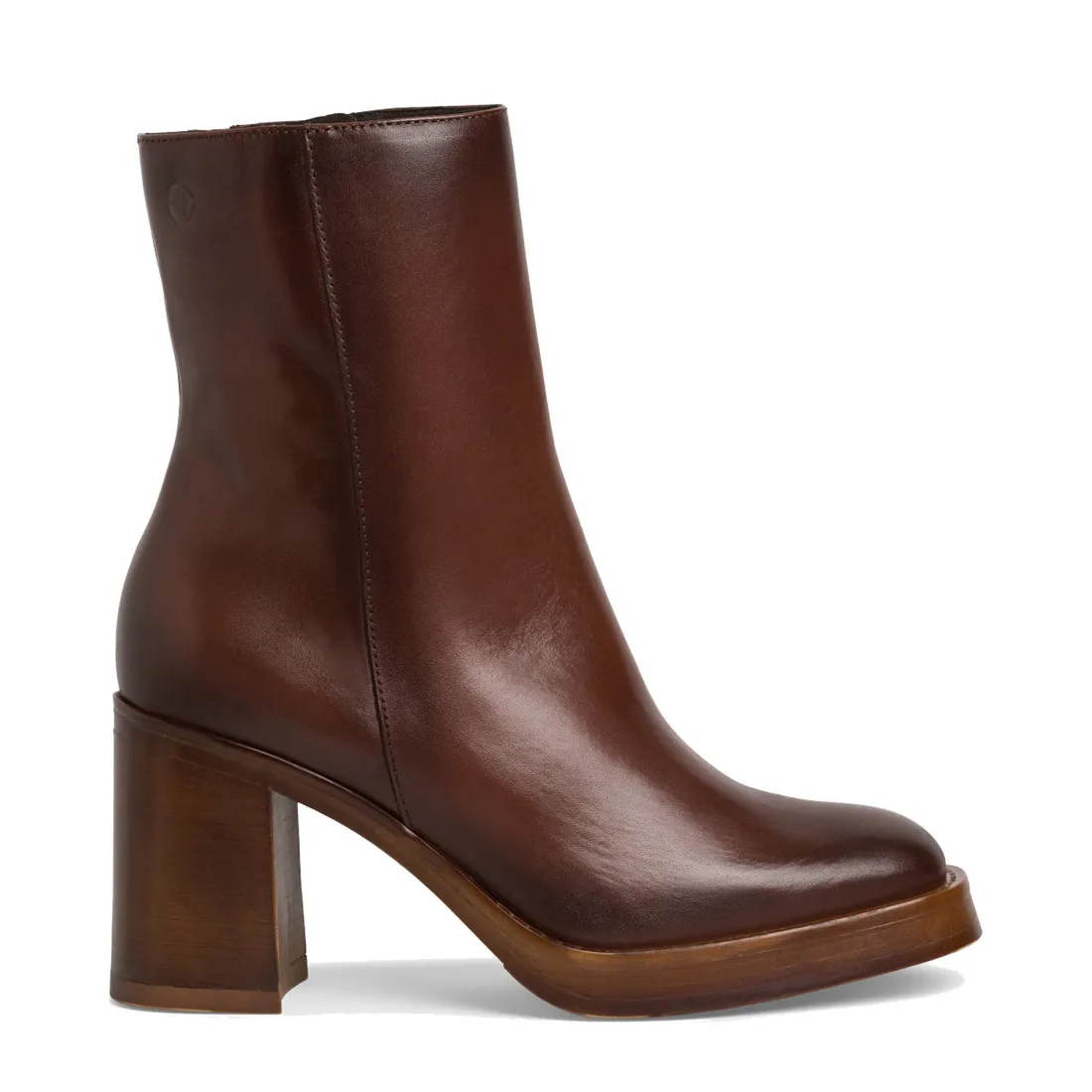Stivaletto da donna Tamaris marrone in pelle con tacco