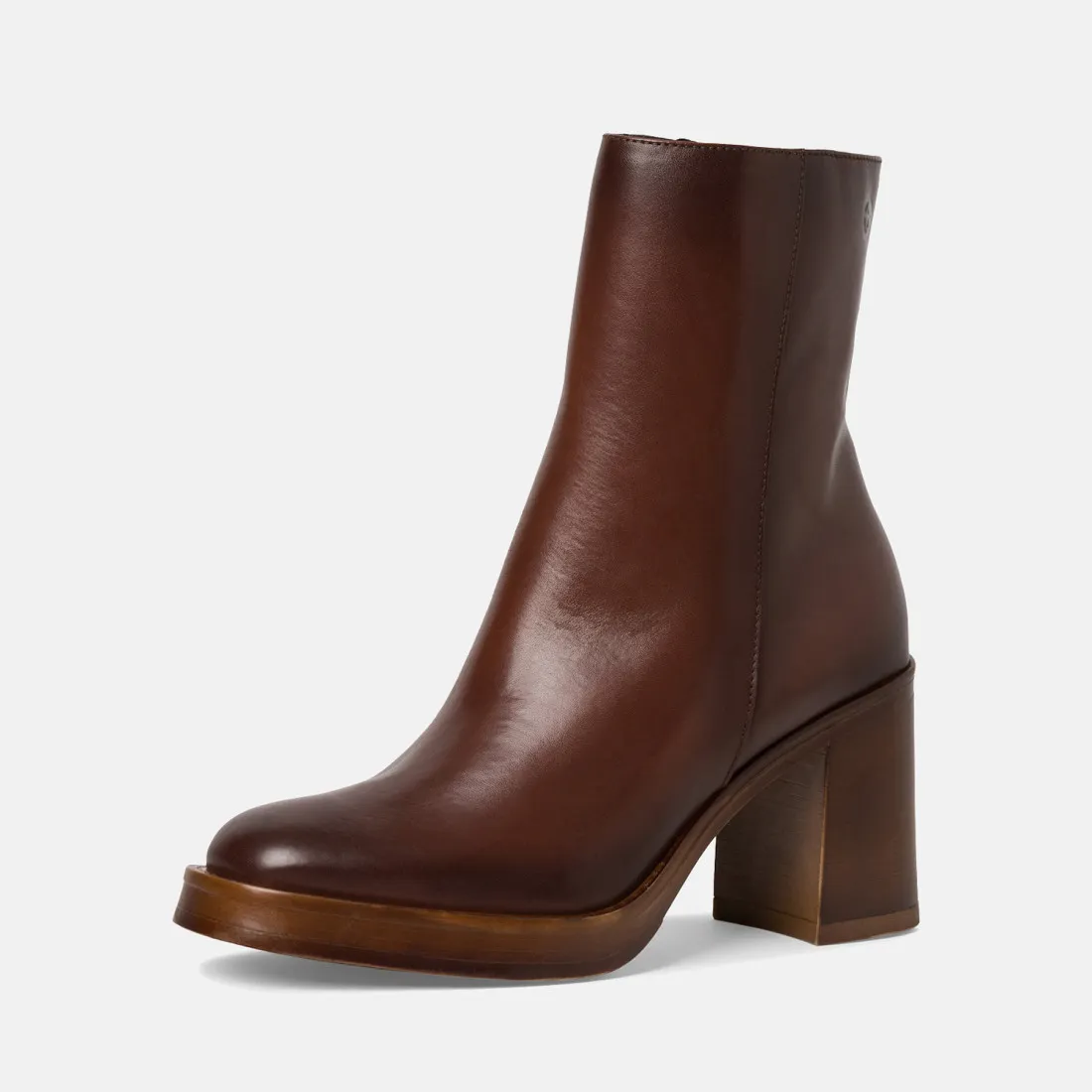 Stivaletto da donna Tamaris marrone in pelle con tacco