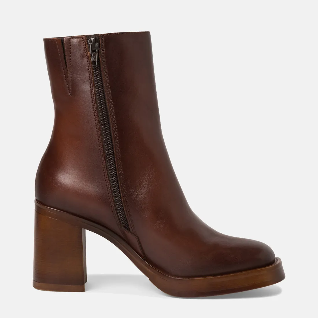 Stivaletto da donna Tamaris marrone in pelle con tacco