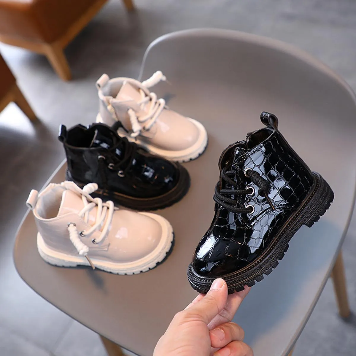 Stivali da bambina con motivo coccodrillo di marca per l'autunno inverno Scarpe da cowboy moda per bambini Sneakers da ragazzo n