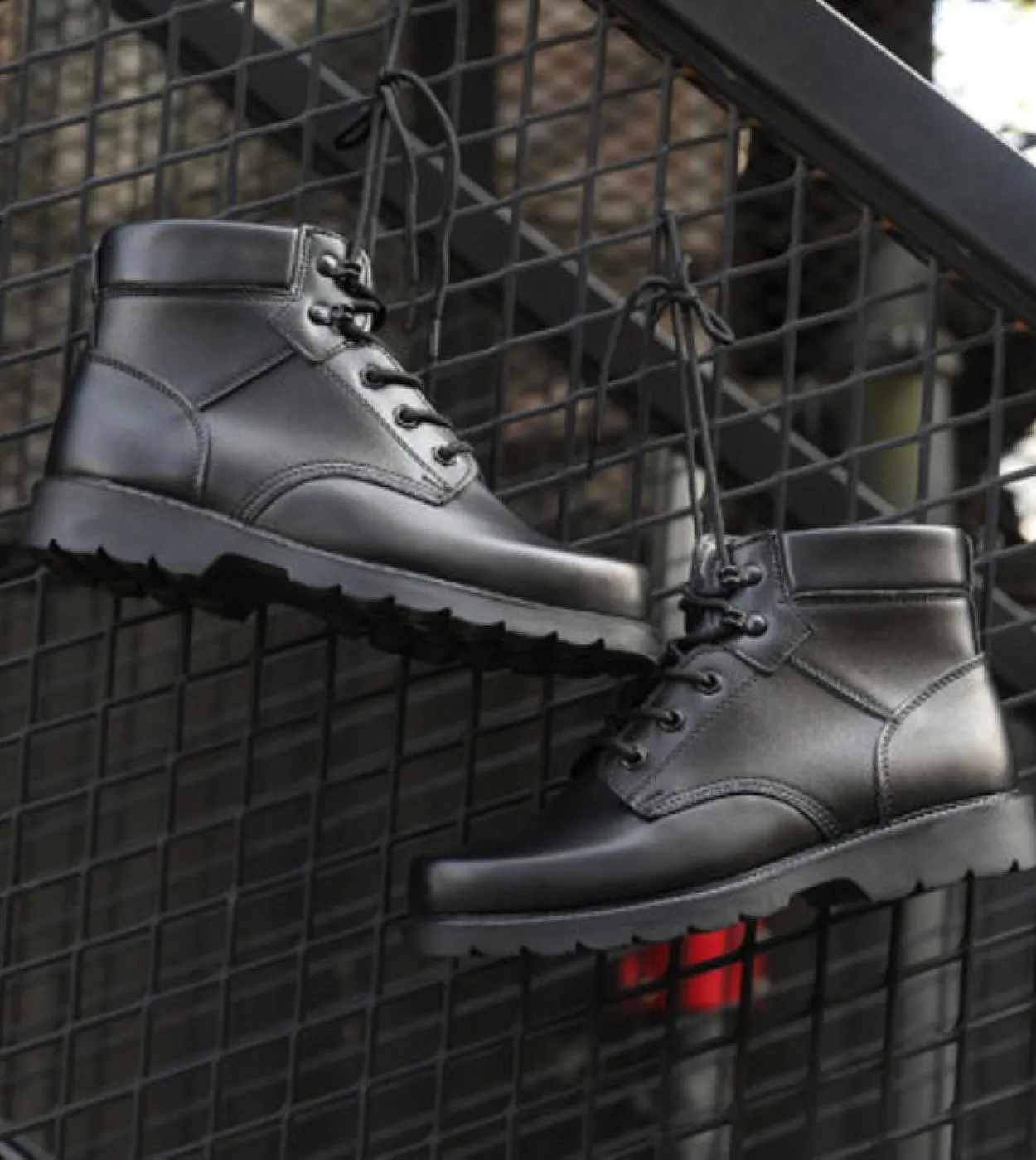 Stivali da combattimento da uomo in vera pelle Puntale in acciaio Pelliccia invernale Scarpe da uomo tattiche Scarpe da uomo di
