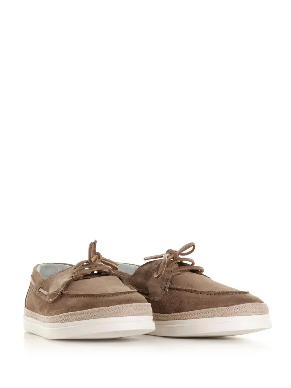 Suede boat shoe with laces