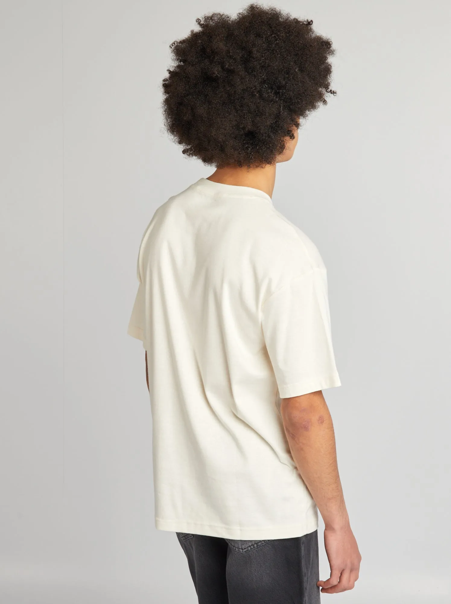 T-shirt in cotone con ricamo sul petto - BIANCO