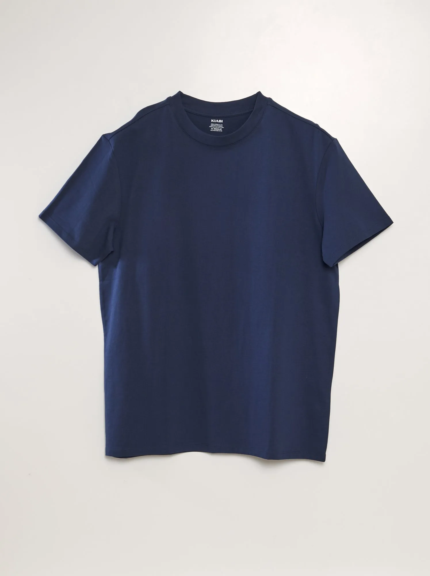 T-shirt scollo tondo in cotone - Blu