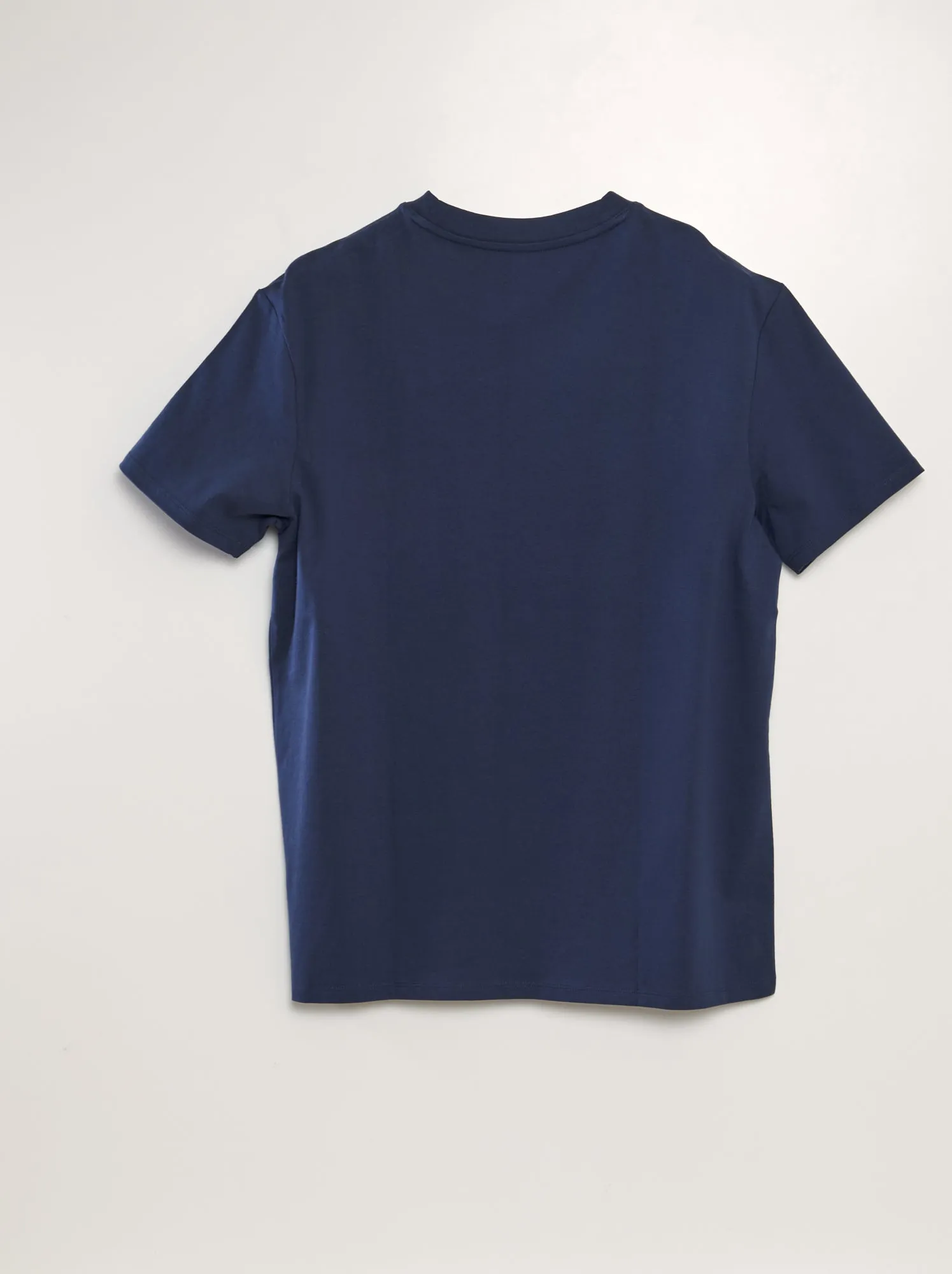 T-shirt scollo tondo in cotone - Blu