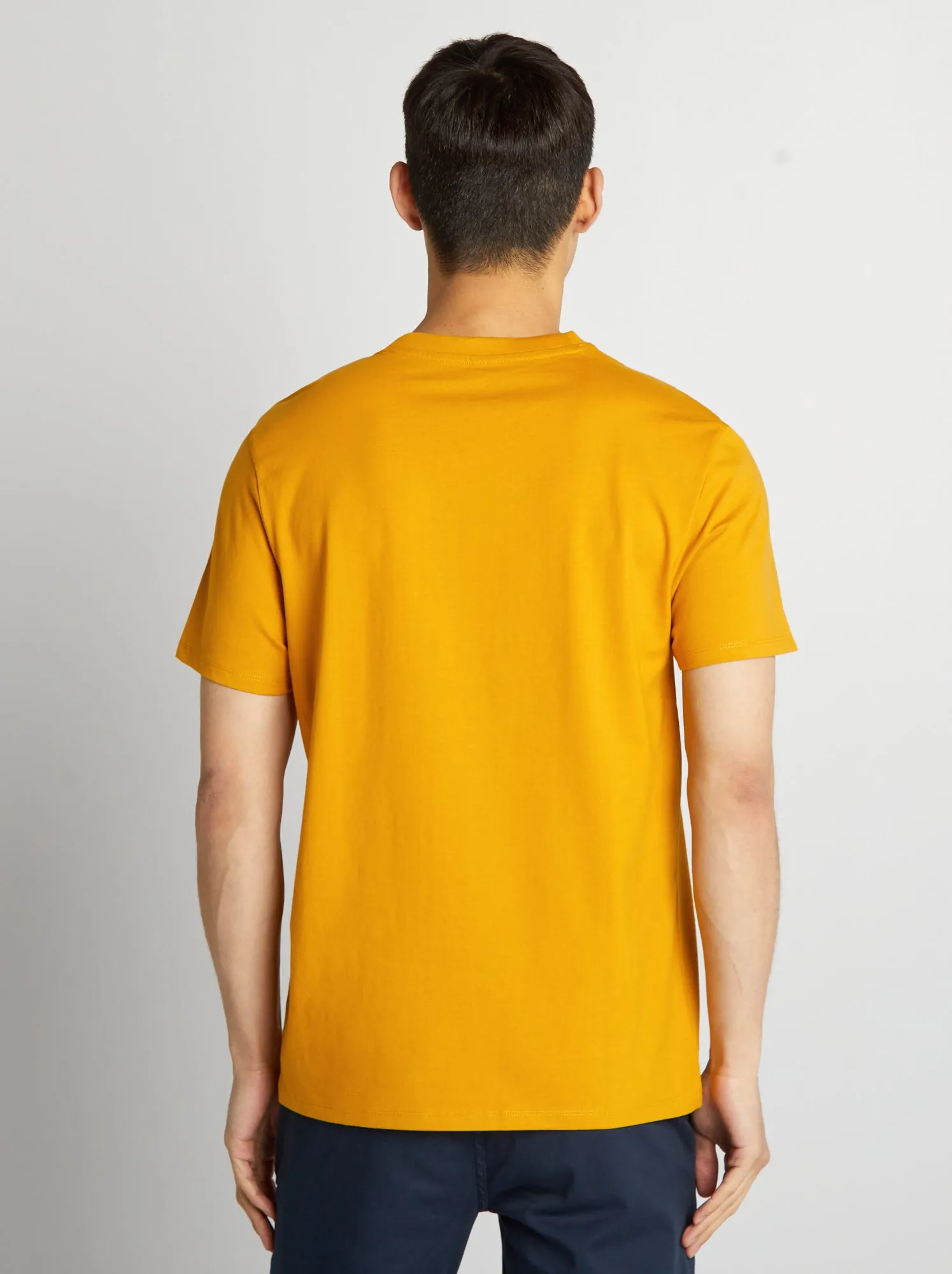 T-shirt scollo tondo in cotone - GIALLO