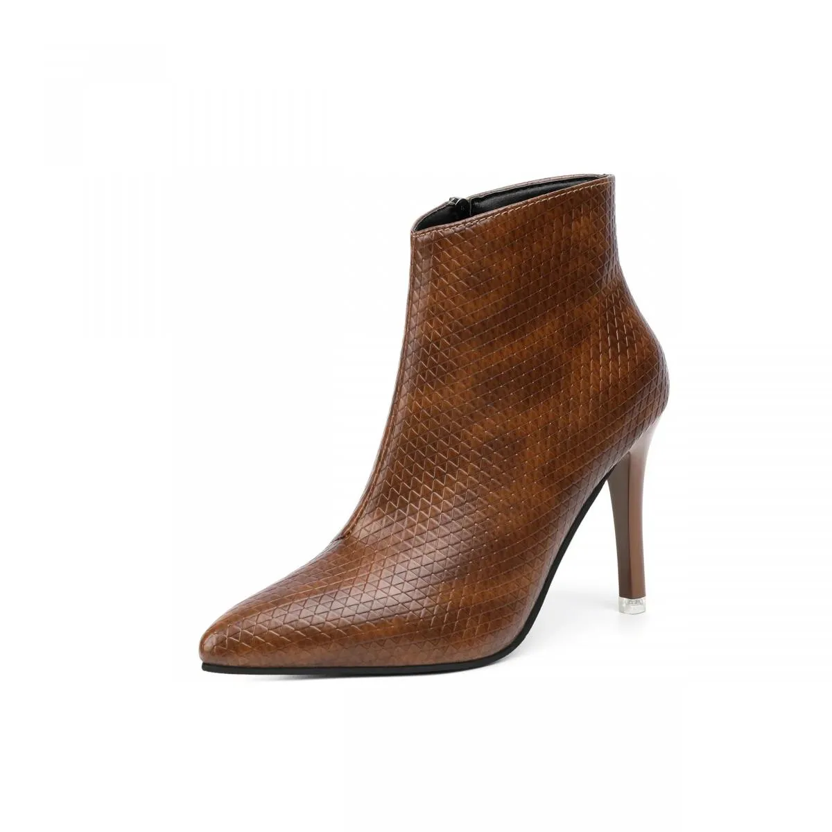Tacchi alti in pelle Autunno Inverno Cerniera laterale Stivali da donna Décolleté Party Office Lady Scarpe Donna 2024