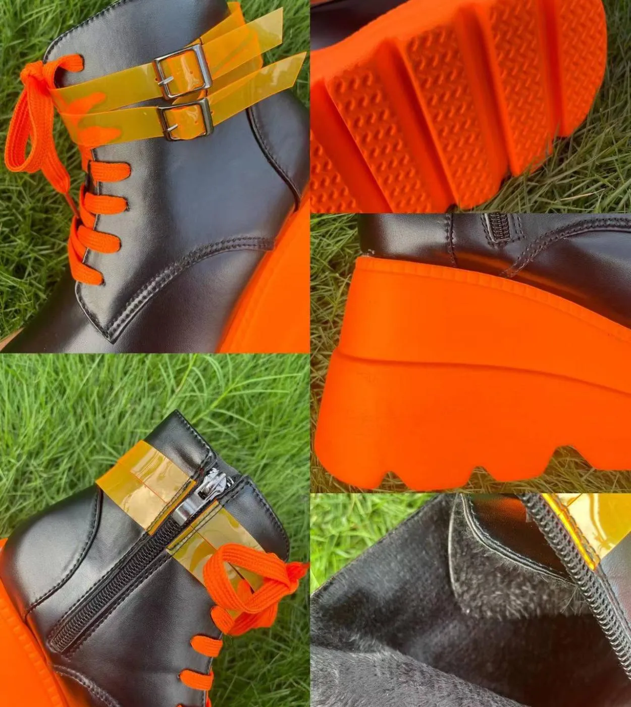 Tacchi alti Moda donna Gotico Taglia grande 43 Stivali con plateau alla caviglia con cerniera posteriore nera Street Cool Scarpe