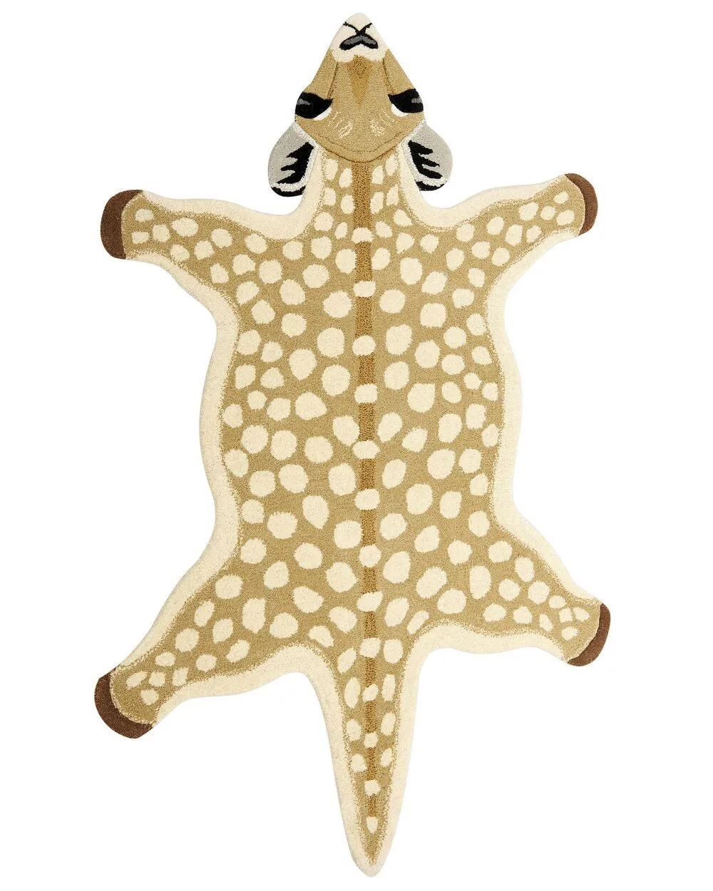 Tappeto per bambini lana giallo e beige motivo capriolo 100 x 160 cm YONA