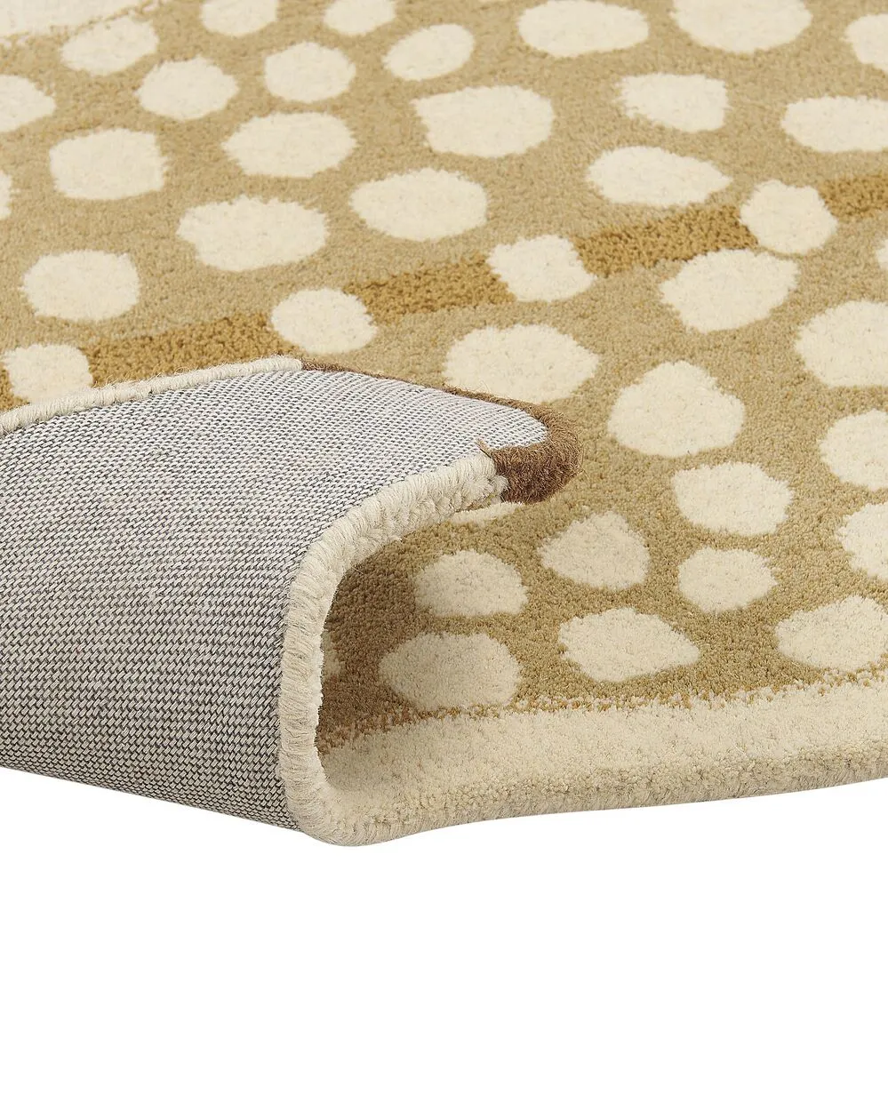Tappeto per bambini lana giallo e beige motivo capriolo 100 x 160 cm YONA