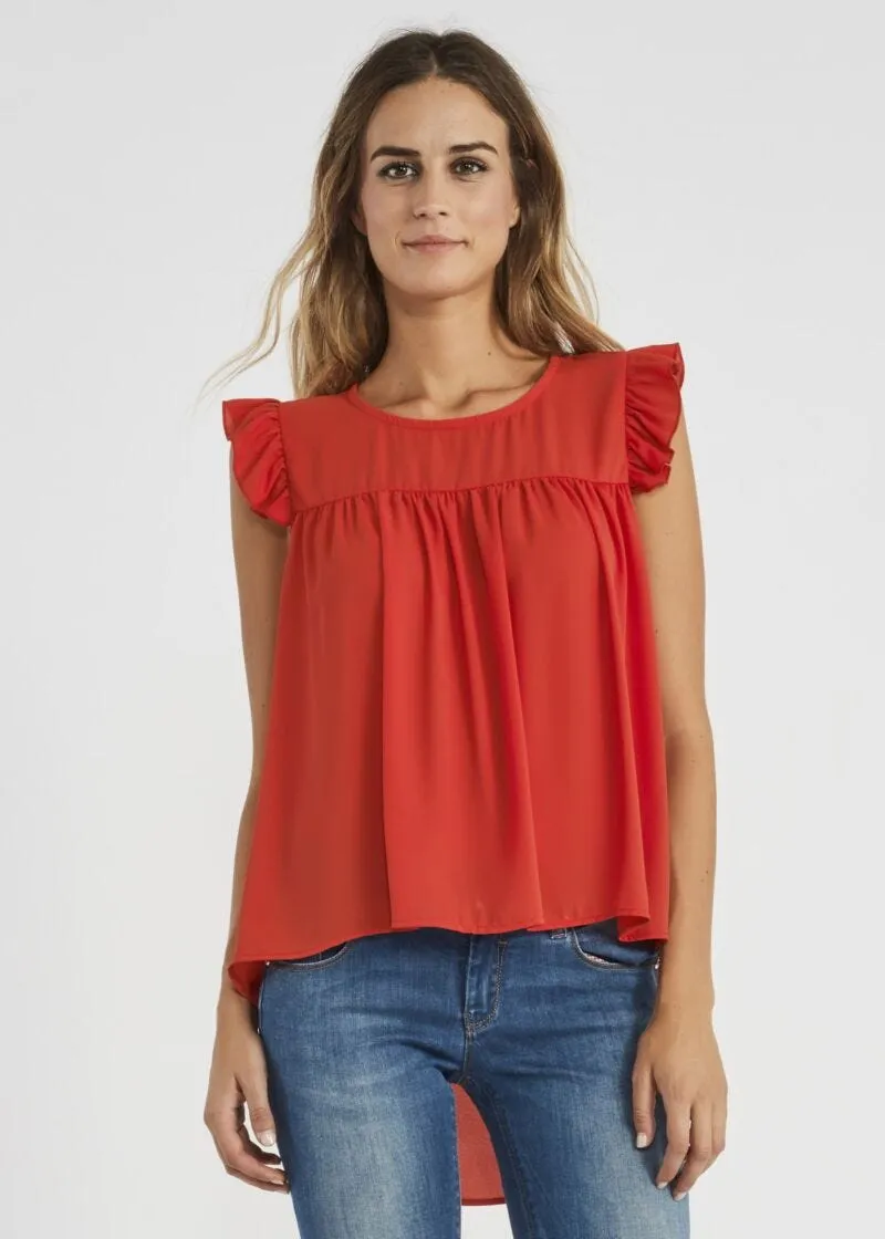 Top in georgette con rouche