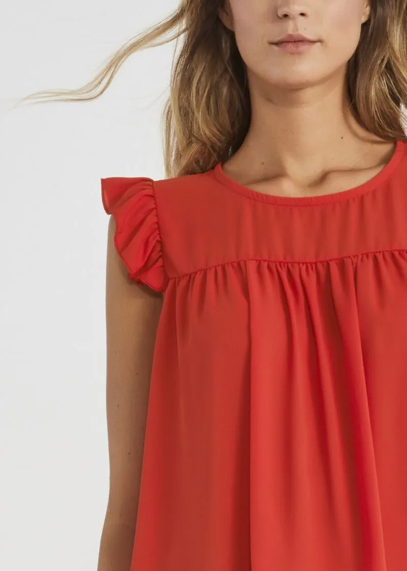 Top in georgette con rouche