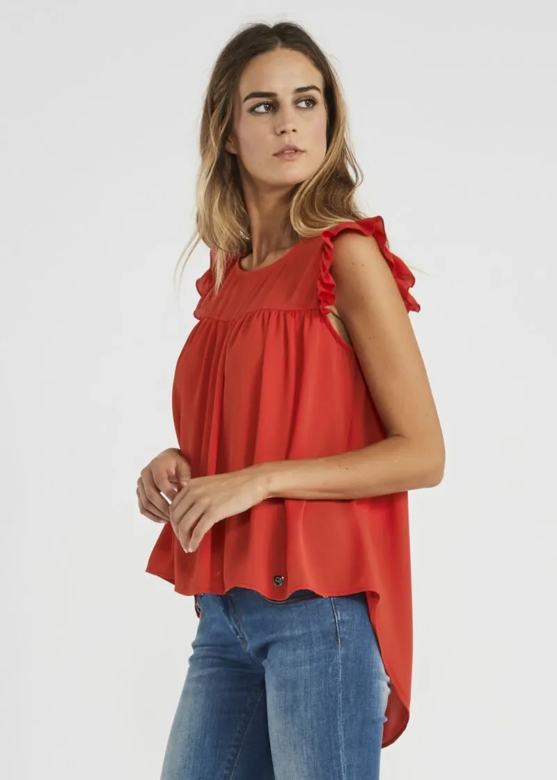 Top in georgette con rouche
