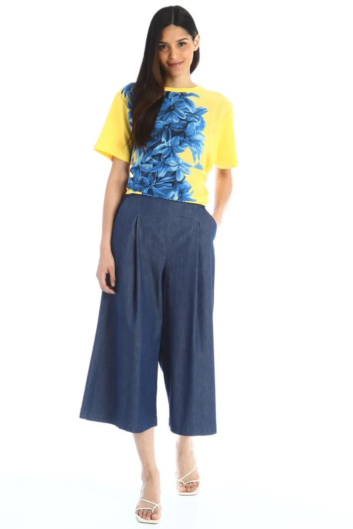 Top in raso di seta e jersey