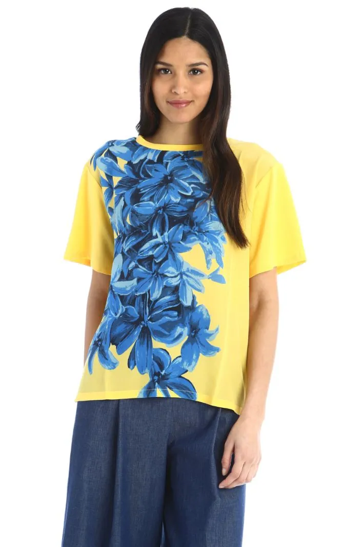 Top in raso di seta e jersey