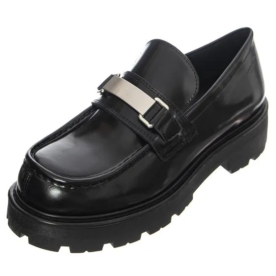 VAGABOND Cosmo 2.0 Cow Leather Black - Mocassini Donna Neri con Dettagli a Contrasto    