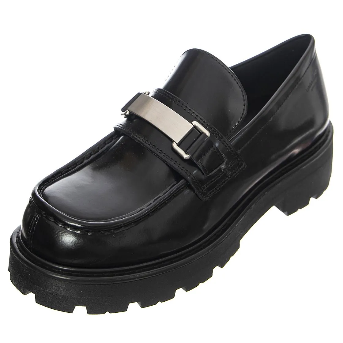 VAGABOND Cosmo 2.0 Cow Leather Black - Mocassini Donna Neri con Dettagli a Contrasto    