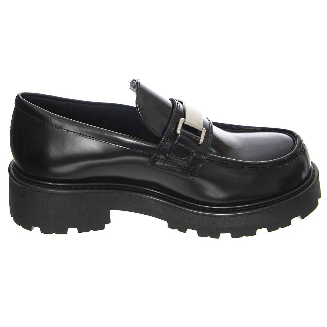 VAGABOND Cosmo 2.0 Cow Leather Black - Mocassini Donna Neri con Dettagli a Contrasto    