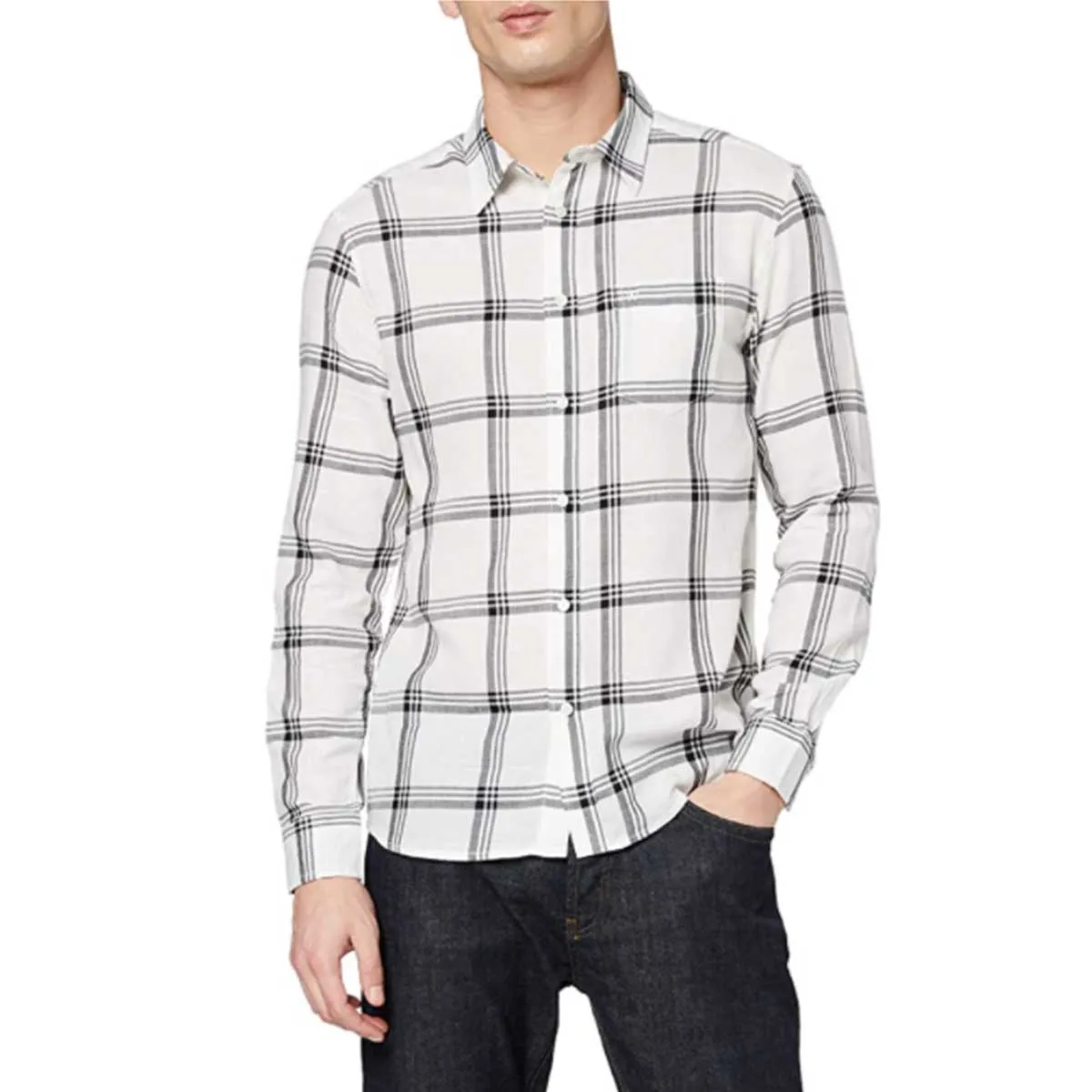 Wrangler camicia manica lunga uomo bianco quadri