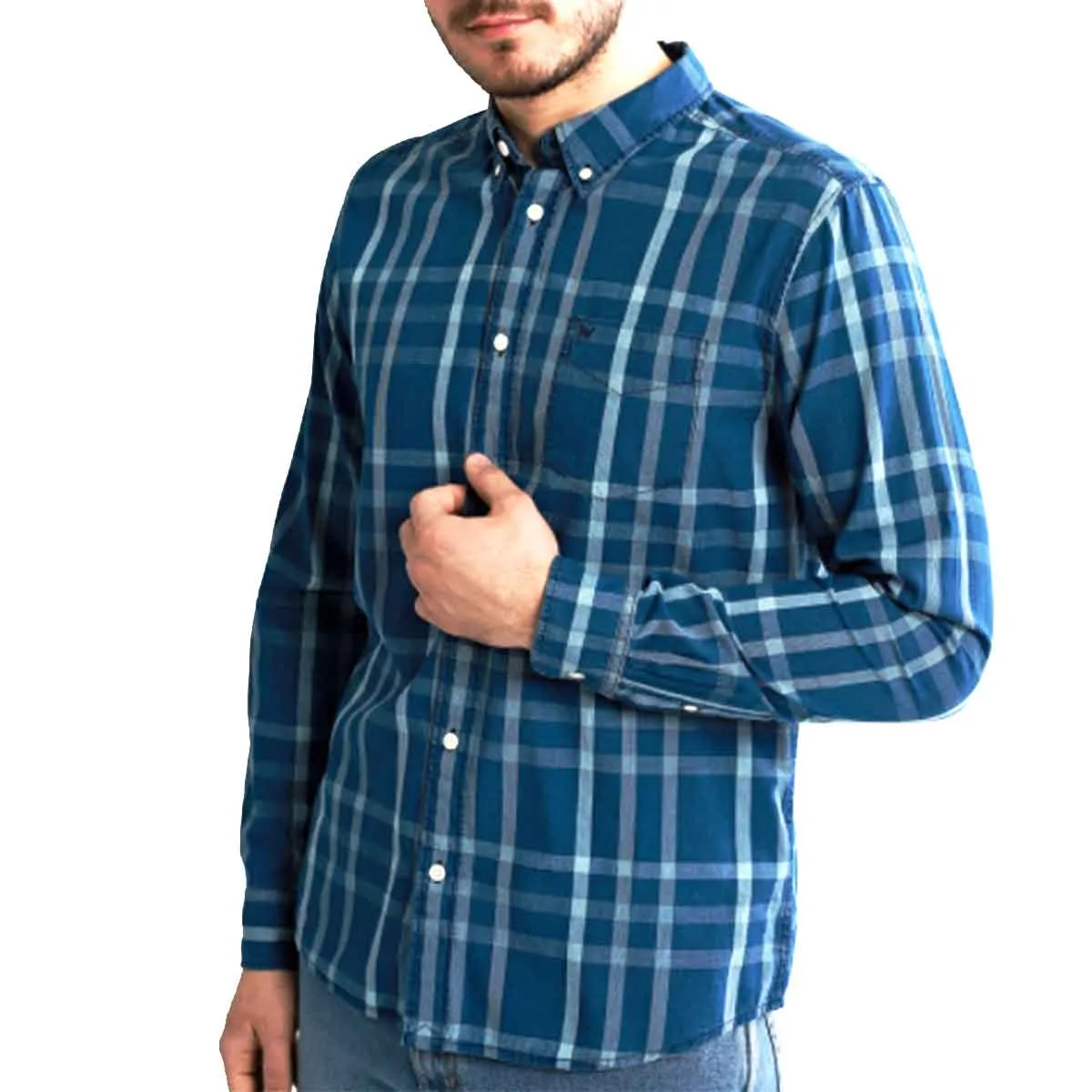 Wrangler camicia uomo l/s blue topaz