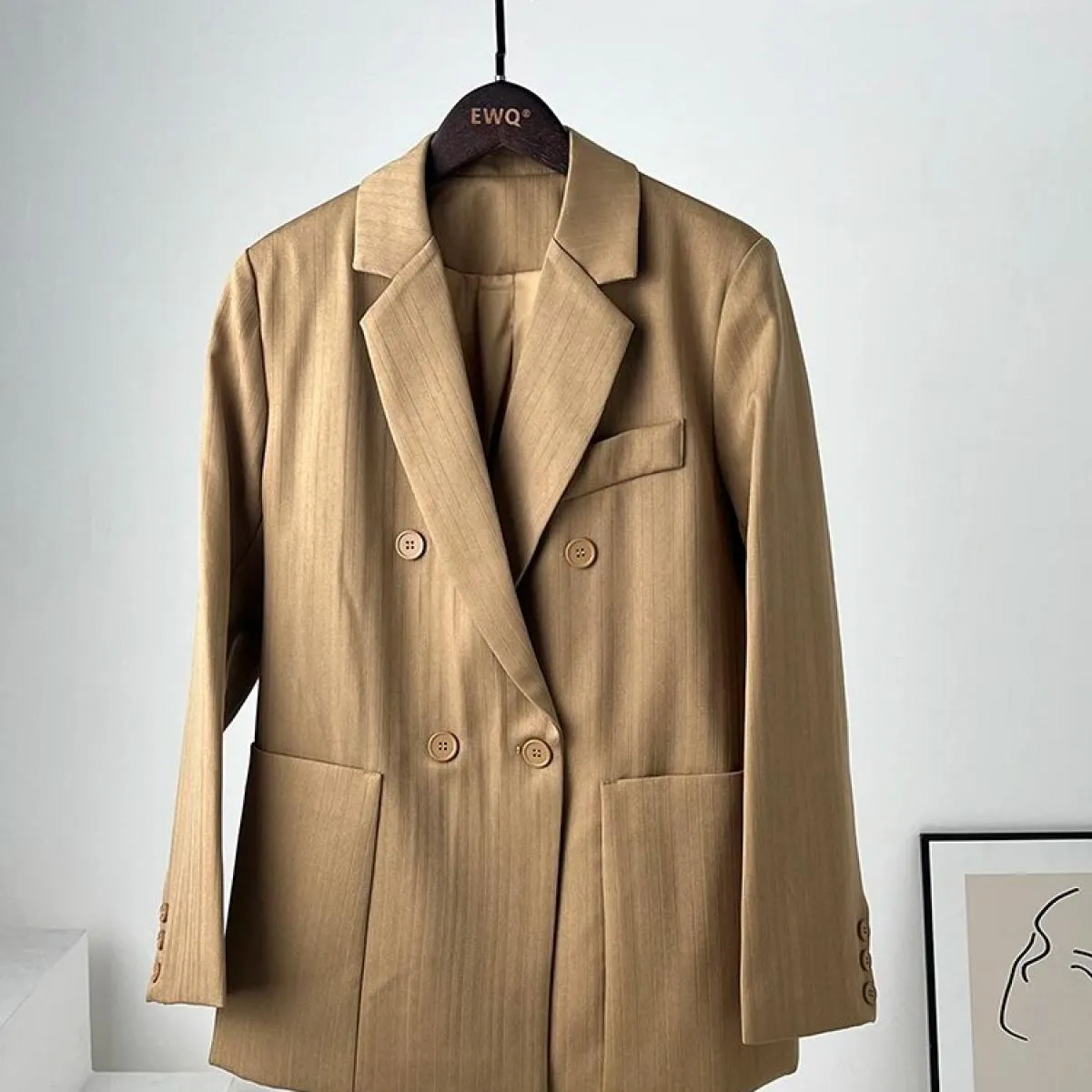 Xfpv Cappotto da caffè da donna a maniche lunghe di alta qualità da ufficio Cappotto da caffè di tendenza moda Abbigliamento da