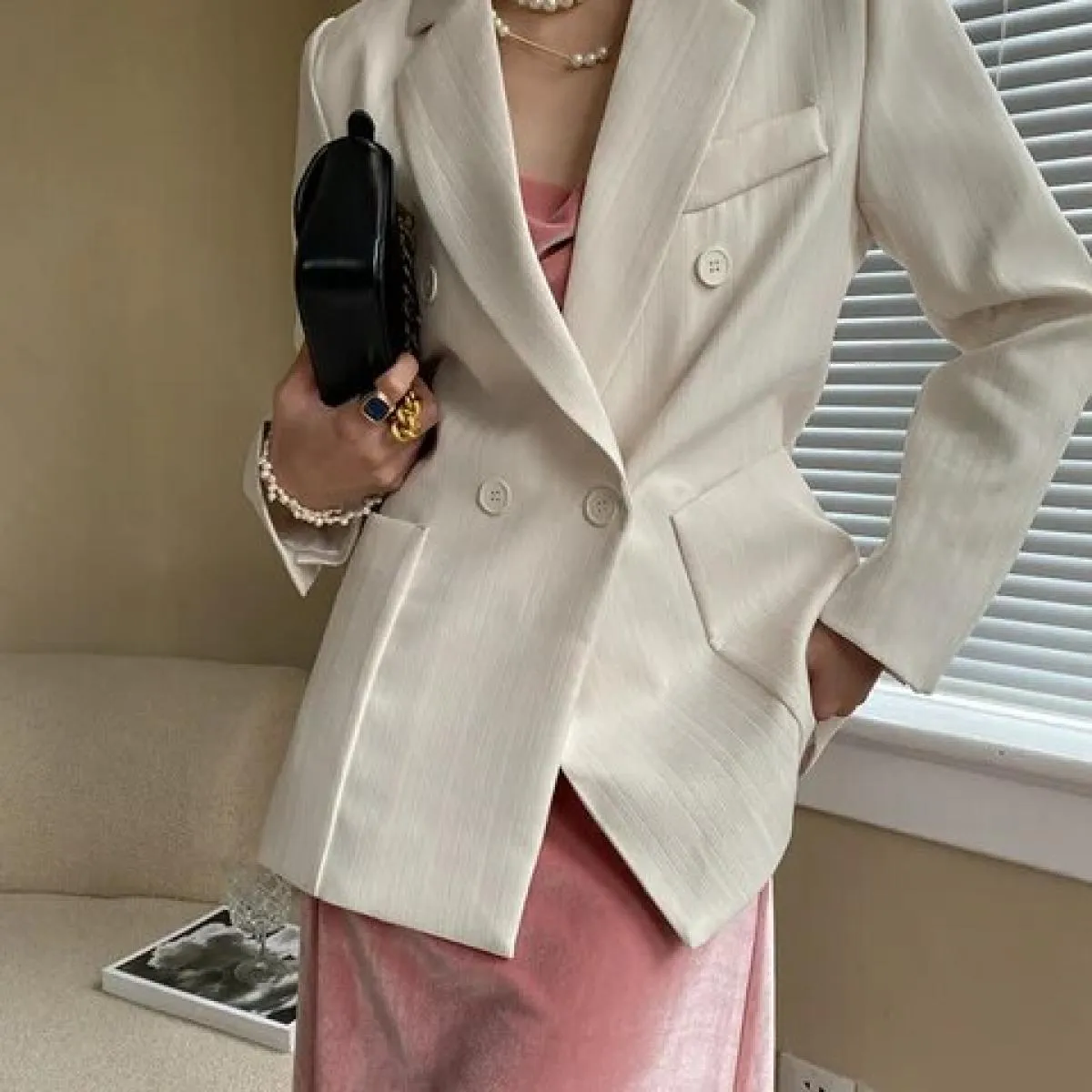 Xfpv Cappotto da caffè da donna a maniche lunghe di alta qualità da ufficio Cappotto da caffè di tendenza moda Abbigliamento da
